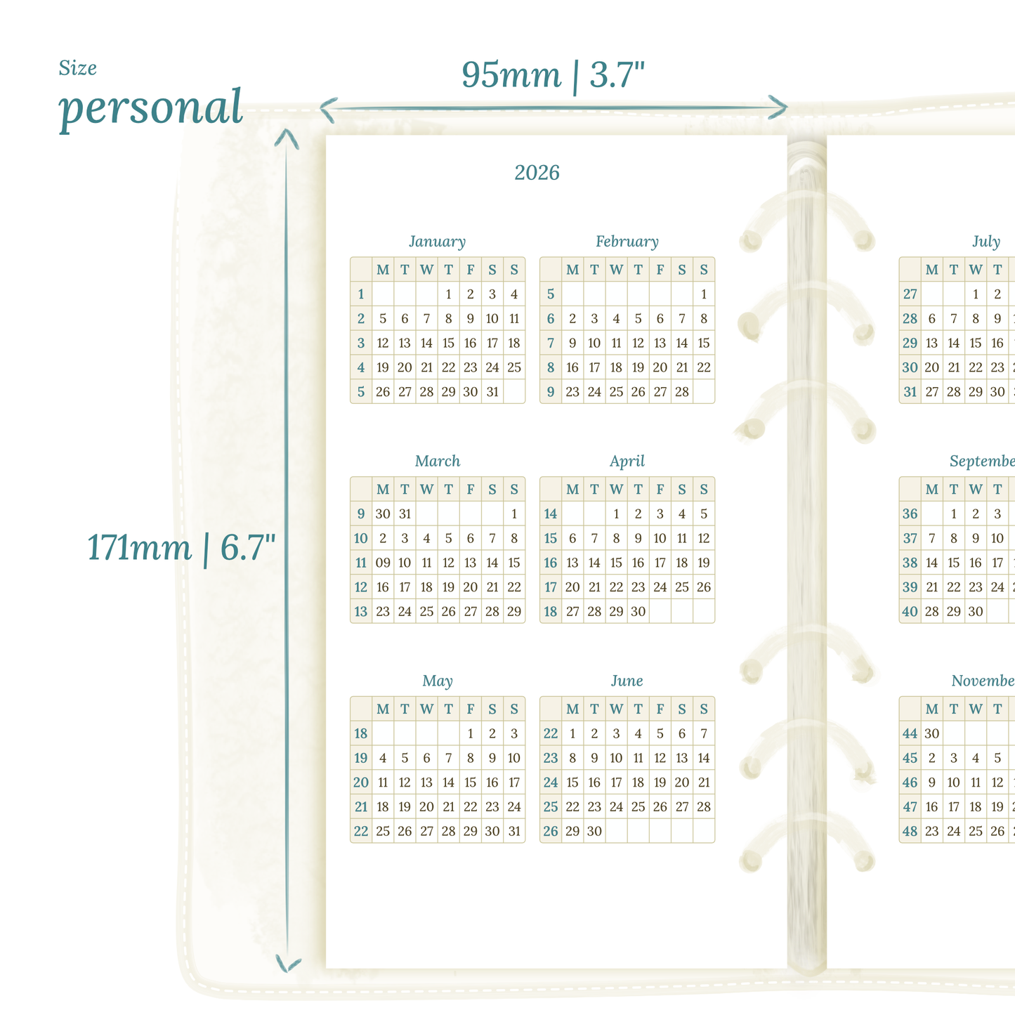 Personal | Bundle | Year at a glance, future log & month on 2 pages
