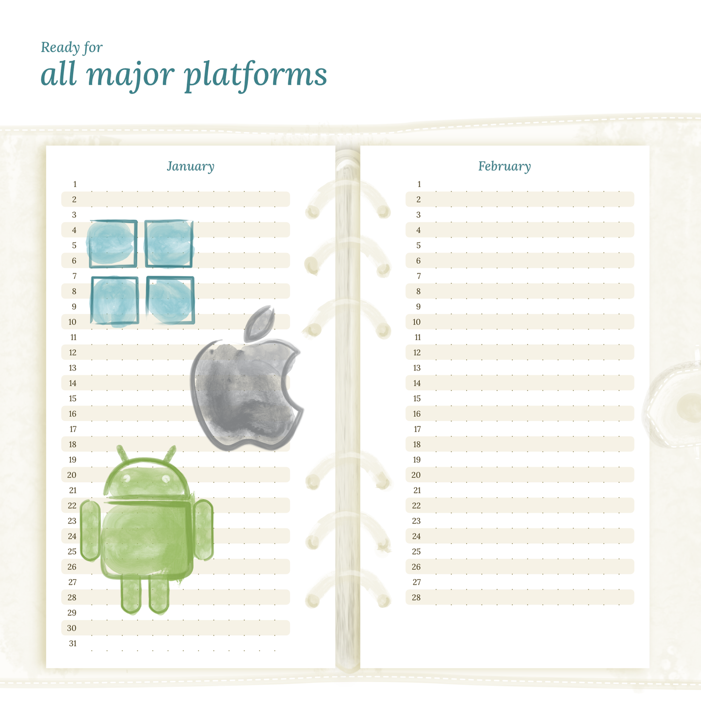 Personal | Bundle | Year at a glance, future log & month on 2 pages