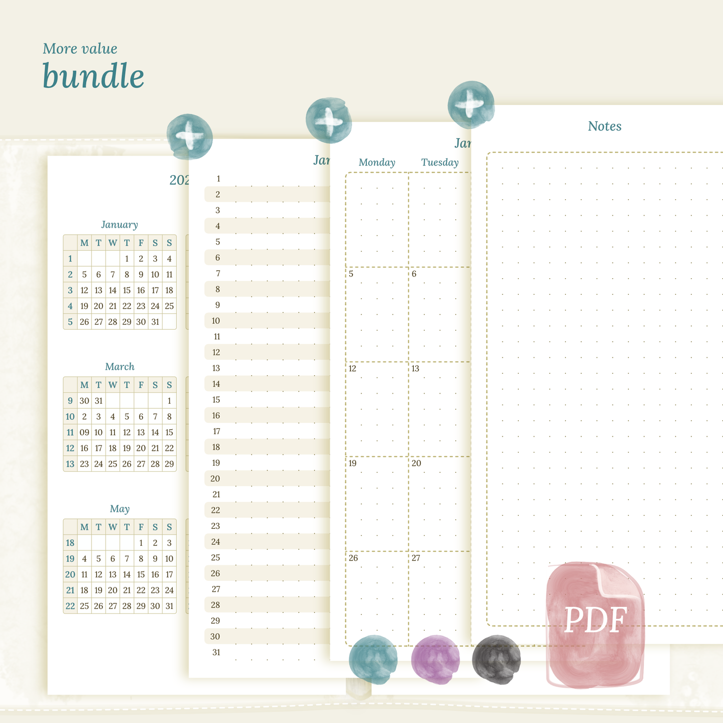 Personal | Bundle | Year at a glance, future log & month on 2 pages