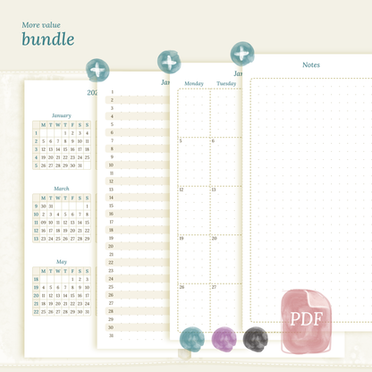 Personal | Bundle | Year at a glance, future log & month on 2 pages