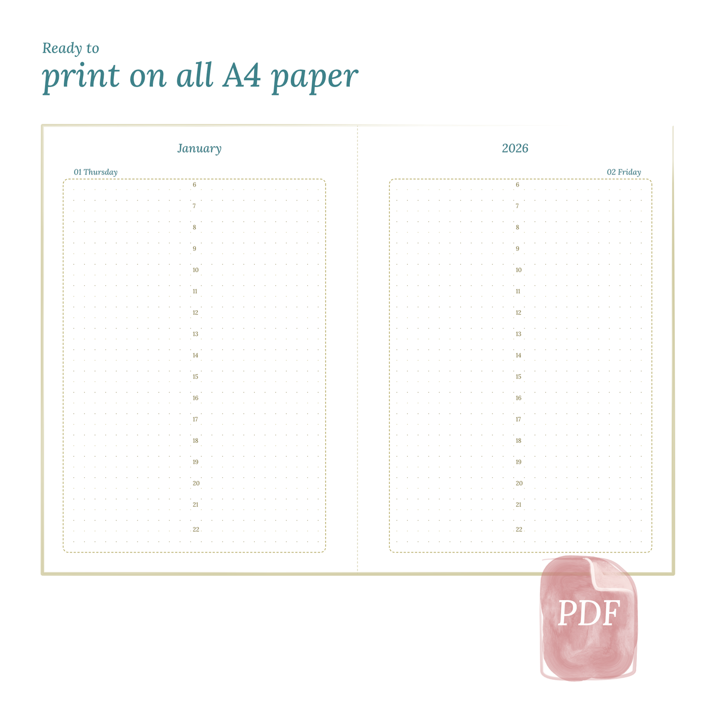A5 | D1P | Day on 1 page