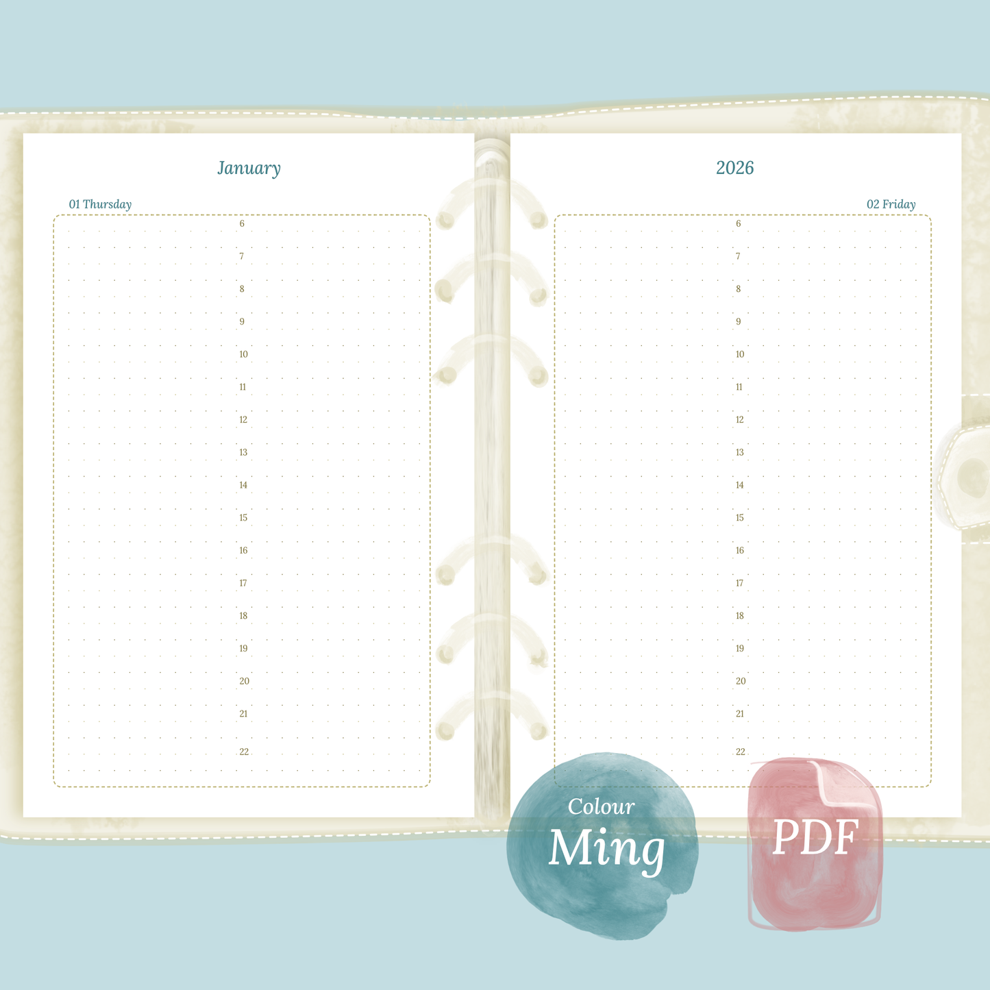 A5 | D1P | Day on 1 page