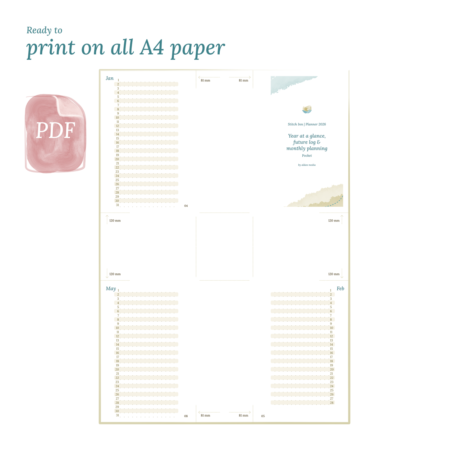 Pocket | Bundle | Year at a glance, future log & month on 2 pages