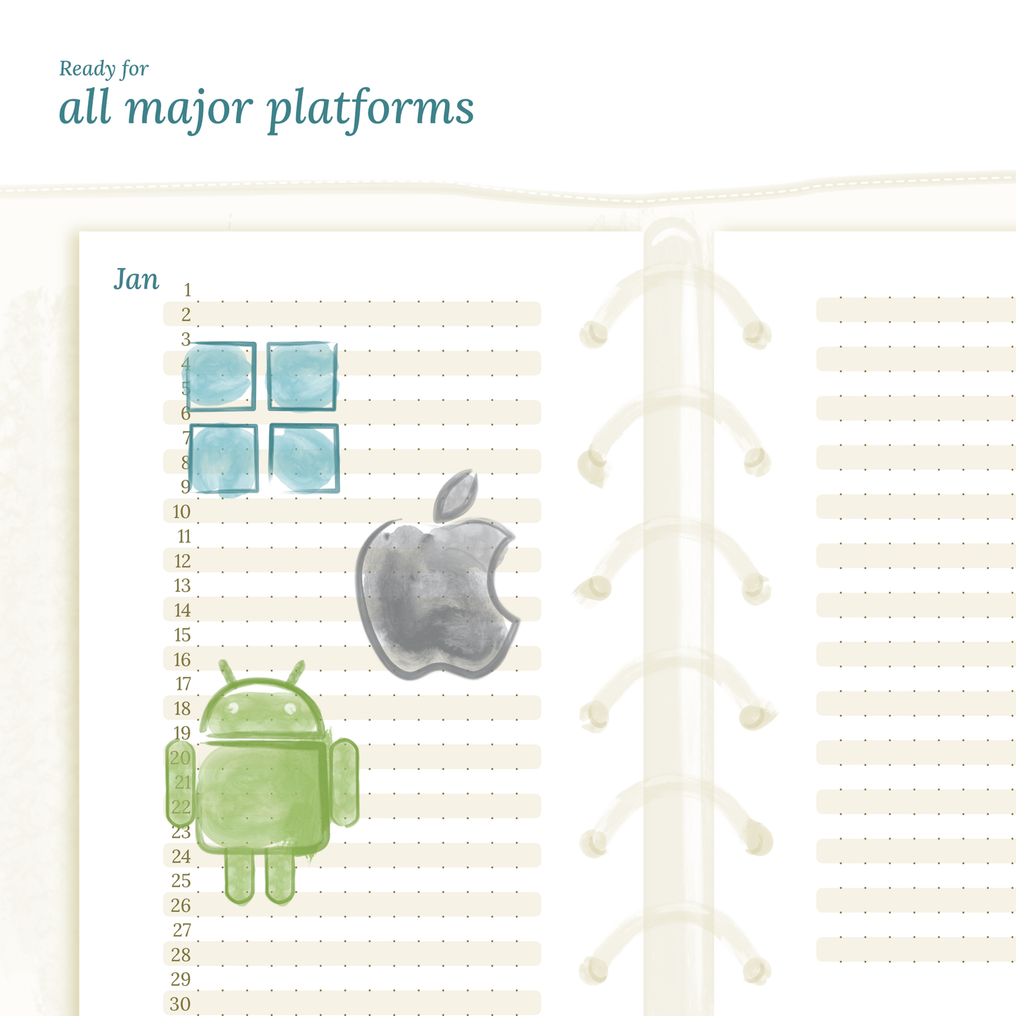 Pocket | Bundle | Year at a glance, future log & month on 2 pages