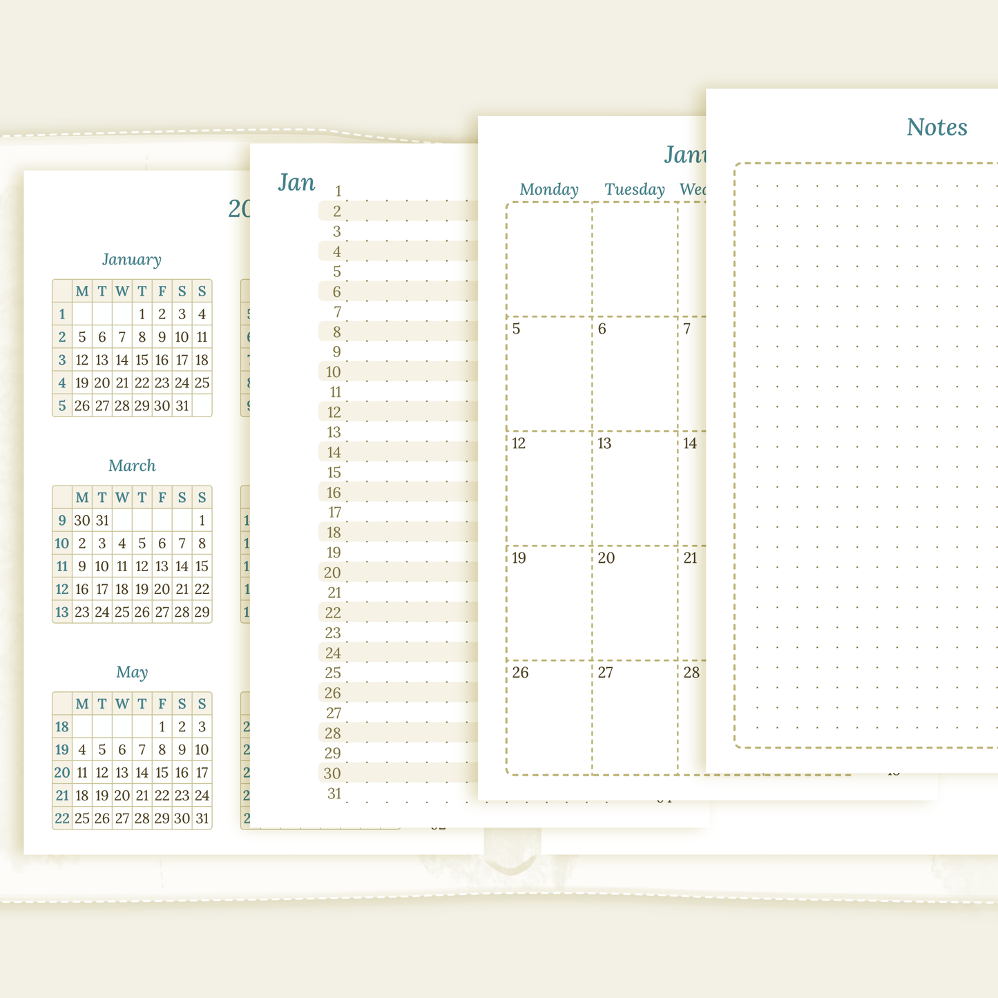 Pocket | Bundle | Year at a glance, future log & month on 2 pages
