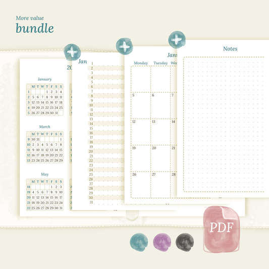 Pocket | Bundle | Year at a glance, future log & month on 2 pages