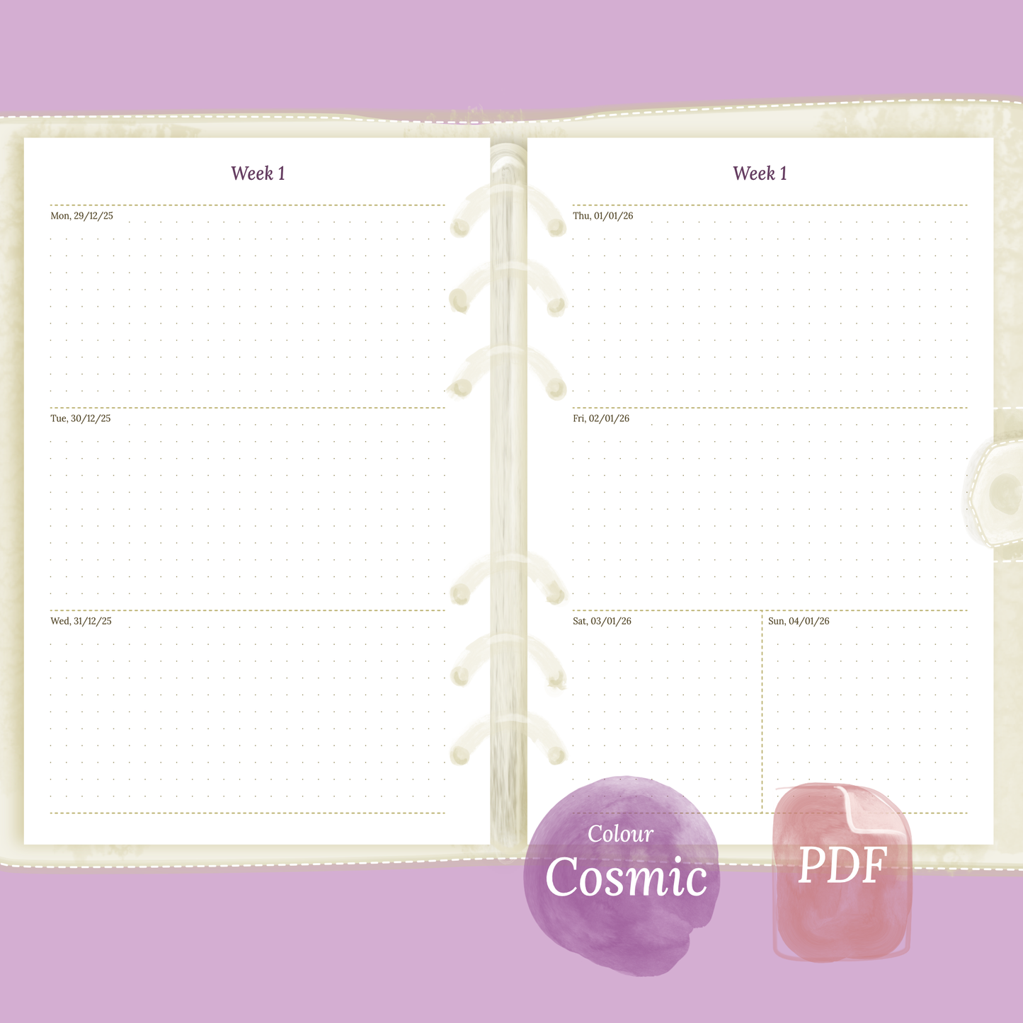 A5 | W2P | Week on 2 pages