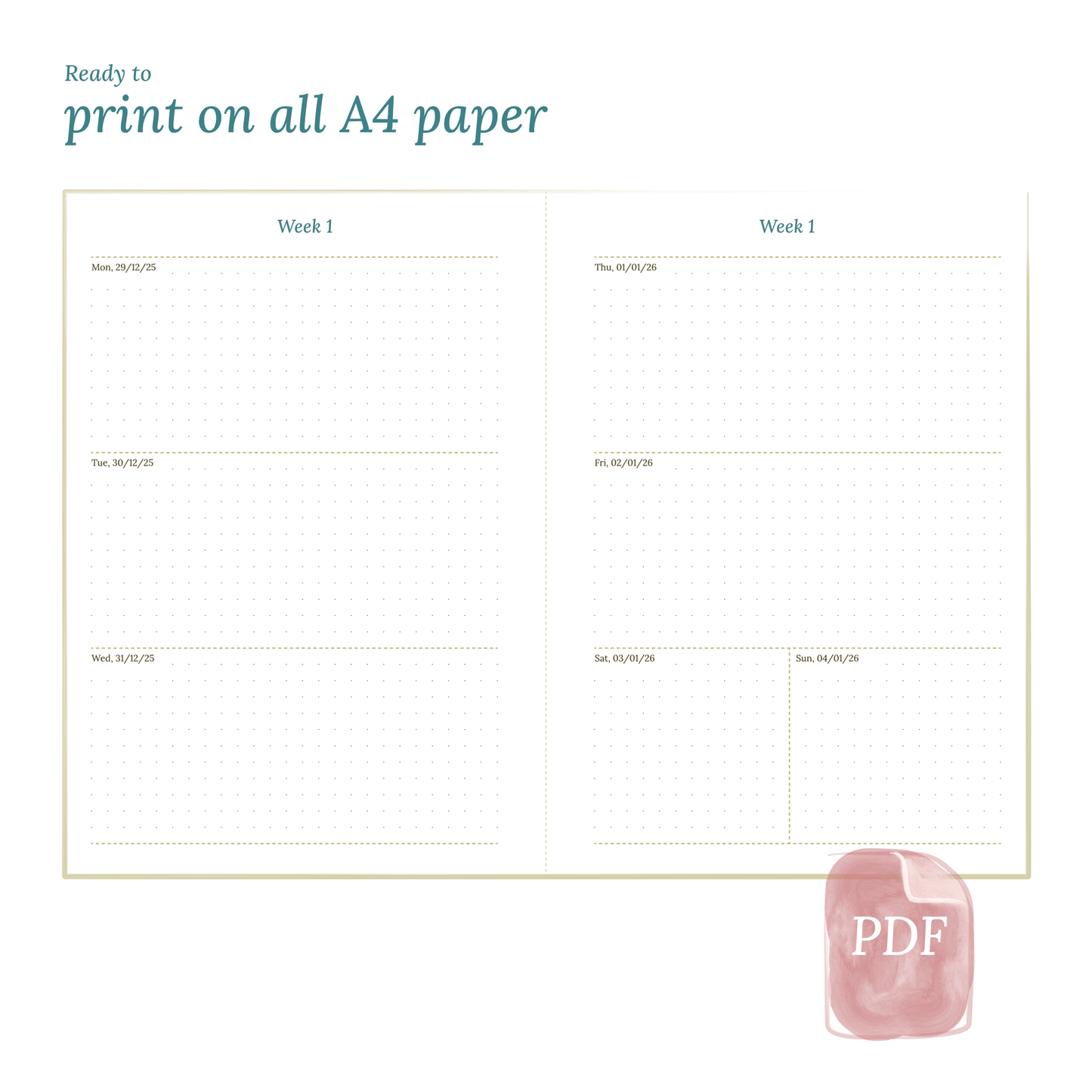 A5 | W2P | Week on 2 pages