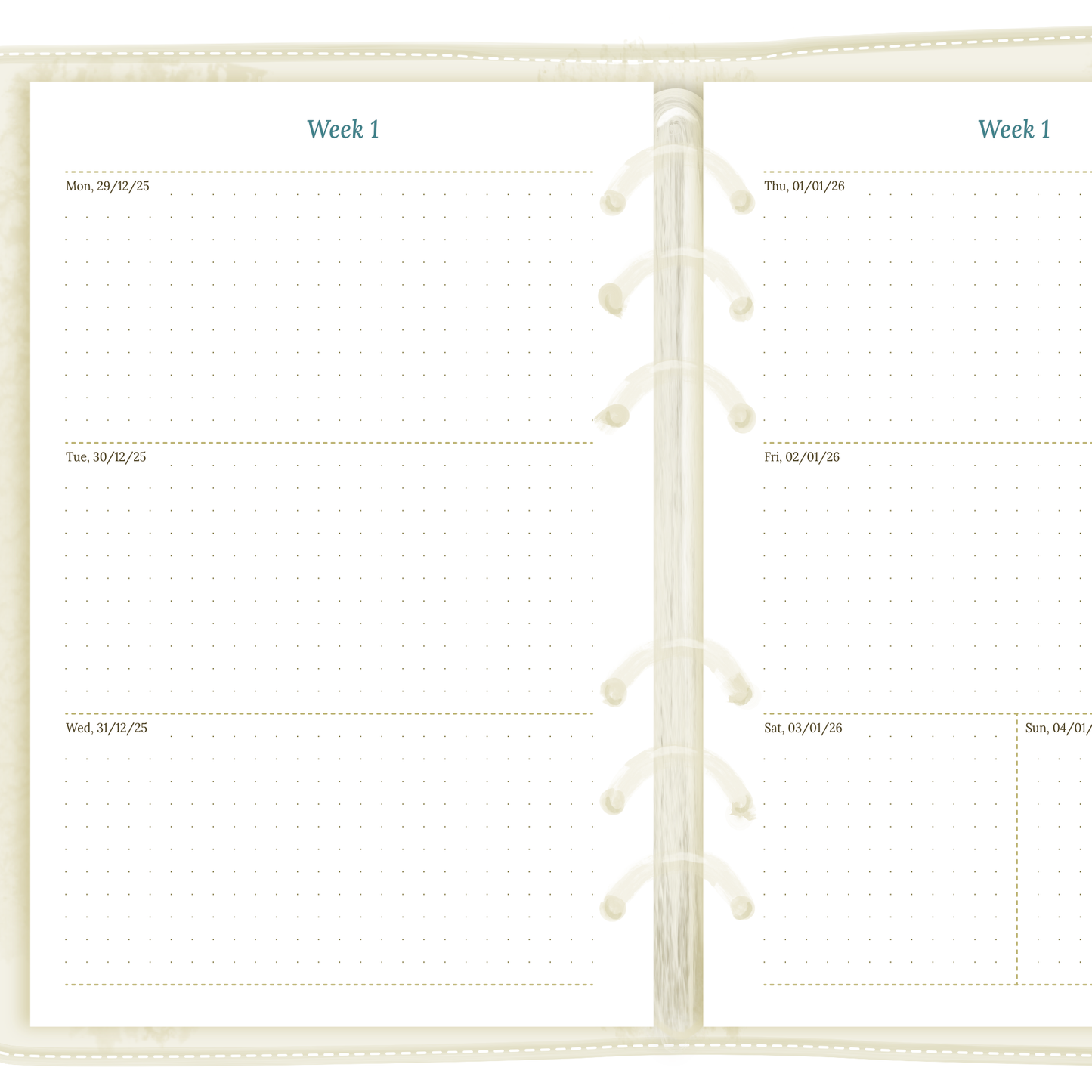 A5 | W2P | Week on 2 pages
