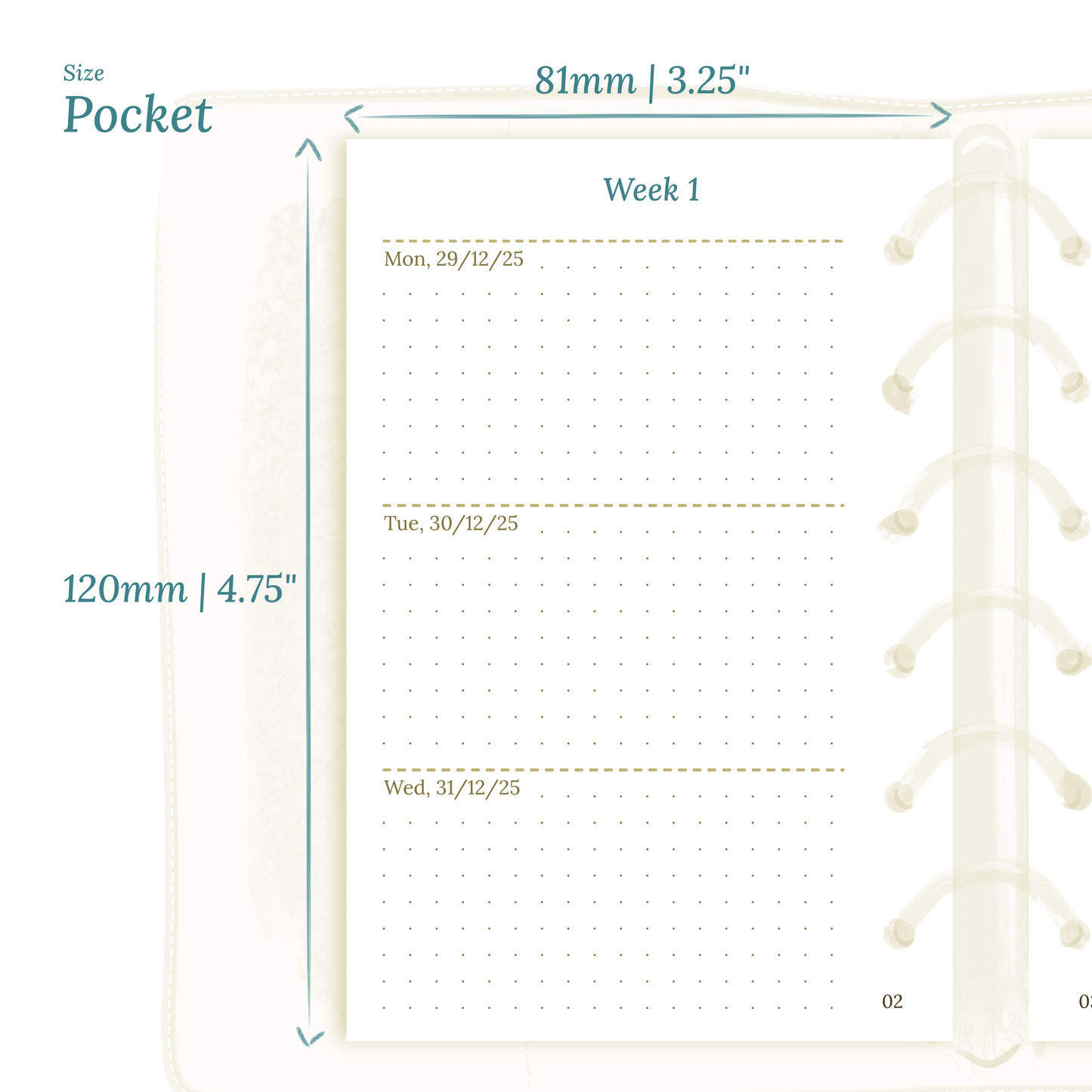 Pocket | W2P | Week on 2 pages